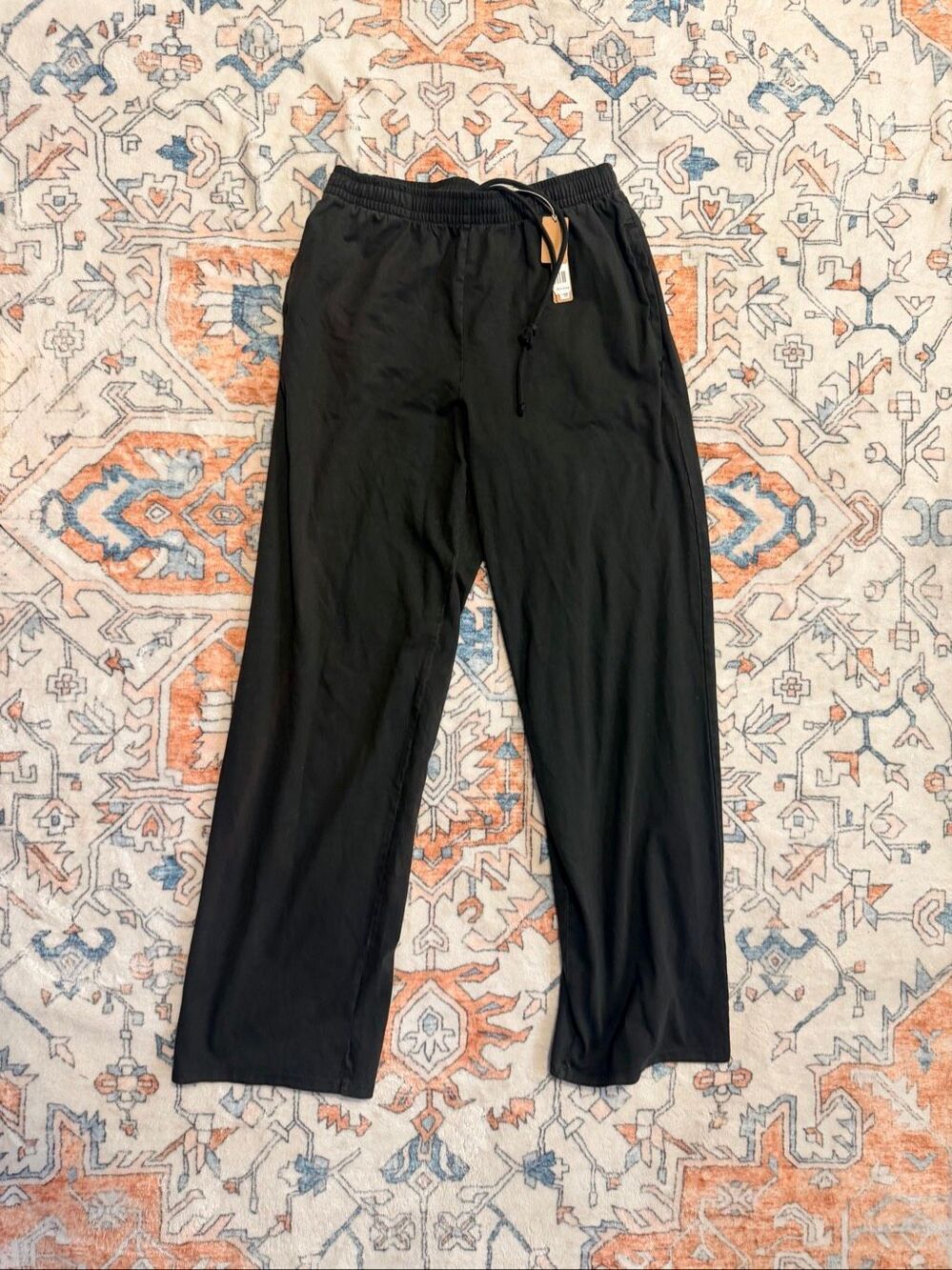 Skims Outdoor Pants XS Onyx Black High Waist Straight Leg Drawstring New